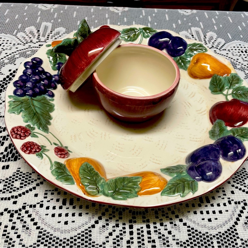 Vintage Chip And Dip Serving Set In Napa Valley Pattern